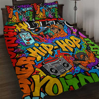 Hip Hop Graffiti Style Quilt Bed Set Black Melanin Text and Urban Street Art Design - Wonder Print Shop