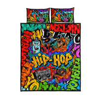 Hip Hop Graffiti Style Quilt Bed Set Black Melanin Text and Urban Street Art Design - Wonder Print Shop