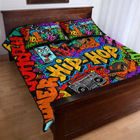Hip Hop Graffiti Style Quilt Bed Set Black Melanin Text and Urban Street Art Design - Wonder Print Shop