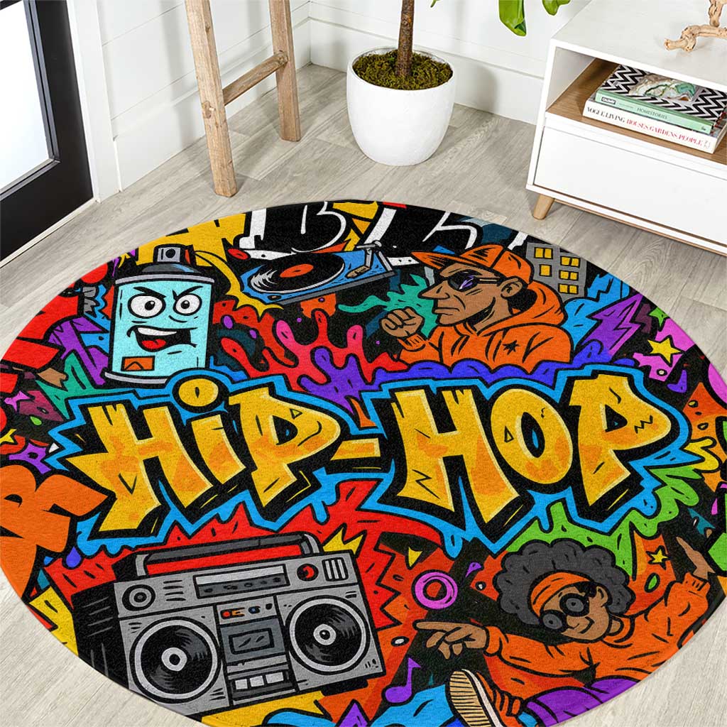 Hip Hop Graffiti Style Round Carpet Black Melanin Text and Urban Street Art Design - Wonder Print Shop