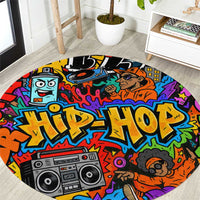 Hip Hop Graffiti Style Round Carpet Black Melanin Text and Urban Street Art Design - Wonder Print Shop