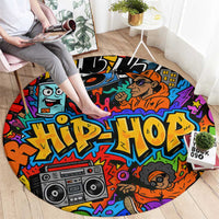 Hip Hop Graffiti Style Round Carpet Black Melanin Text and Urban Street Art Design - Wonder Print Shop