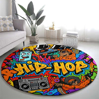 Hip Hop Graffiti Style Round Carpet Black Melanin Text and Urban Street Art Design - Wonder Print Shop