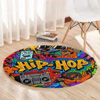 Hip Hop Graffiti Style Round Carpet Black Melanin Text and Urban Street Art Design - Wonder Print Shop
