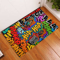 Hip Hop Graffiti Style Rubber Doormat Black Melanin Text and Urban Street Art Design - Wonder Print Shop