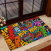 Hip Hop Graffiti Style Rubber Doormat Black Melanin Text and Urban Street Art Design - Wonder Print Shop