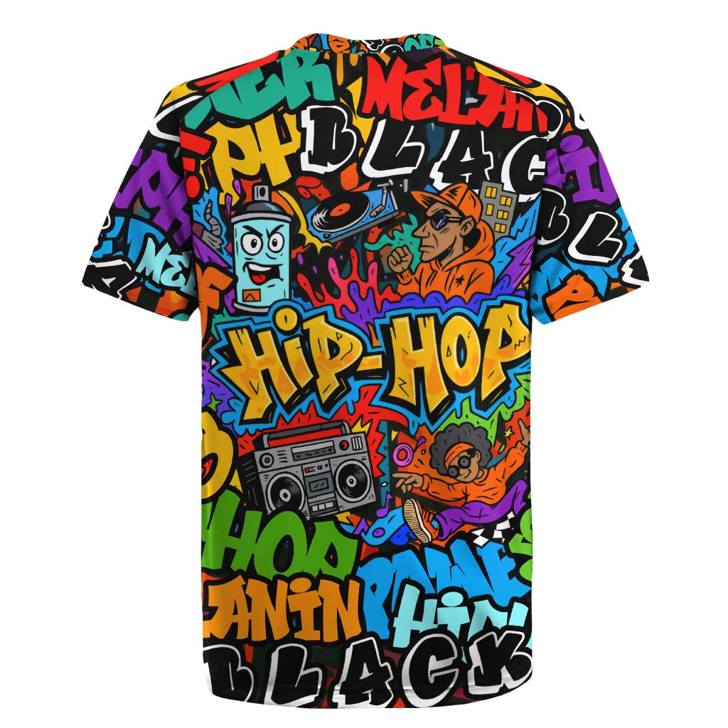 Hip Hop Graffiti Style Rugby Jersey Black Melanin Text and Urban Street Art Design - Wonder Print Shop