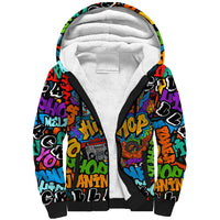 Hip Hop Graffiti Style Sherpa Hoodie Black Melanin Text and Urban Street Art Design - Wonder Print Shop