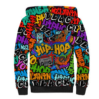 Hip Hop Graffiti Style Sherpa Hoodie Black Melanin Text and Urban Street Art Design - Wonder Print Shop