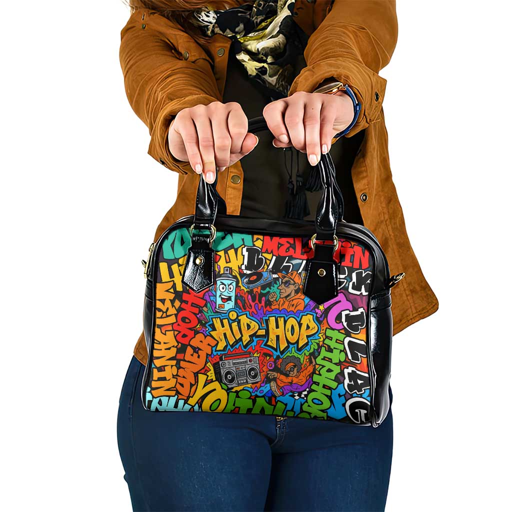 Hip Hop Graffiti Style Shoulder Handbag Black Melanin Text and Urban Street Art Design - Wonder Print Shop