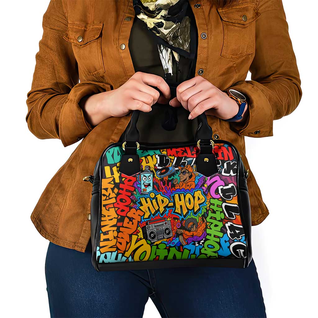 Hip Hop Graffiti Style Shoulder Handbag Black Melanin Text and Urban Street Art Design - Wonder Print Shop