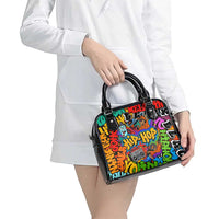Hip Hop Graffiti Style Shoulder Handbag Black Melanin Text and Urban Street Art Design - Wonder Print Shop