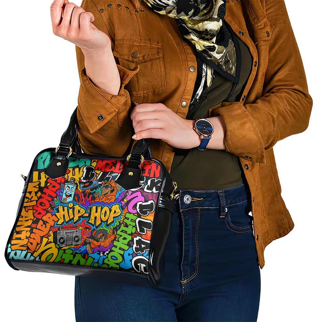 Hip Hop Graffiti Style Shoulder Handbag Black Melanin Text and Urban Street Art Design - Wonder Print Shop