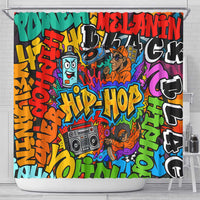 Hip Hop Graffiti Style Shower Curtain Black Melanin Text and Urban Street Art Design - Wonder Print Shop