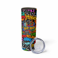 Hip Hop Graffiti Style Skinny Tumbler Black Melanin Text and Urban Street Art Design - Wonder Print Shop