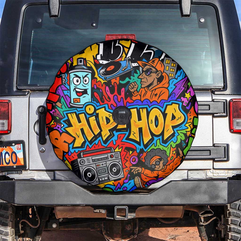 Hip Hop Graffiti Style Spare Tire Cover Black Melanin Text and Urban Street Art Design - Wonder Print Shop