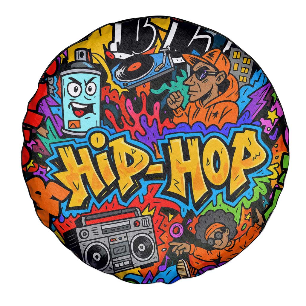 Hip Hop Graffiti Style Spare Tire Cover Black Melanin Text and Urban Street Art Design - Wonder Print Shop