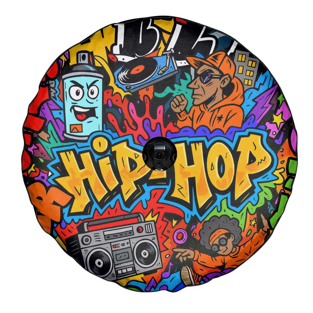 Hip Hop Graffiti Style Spare Tire Cover Black Melanin Text and Urban Street Art Design - Wonder Print Shop