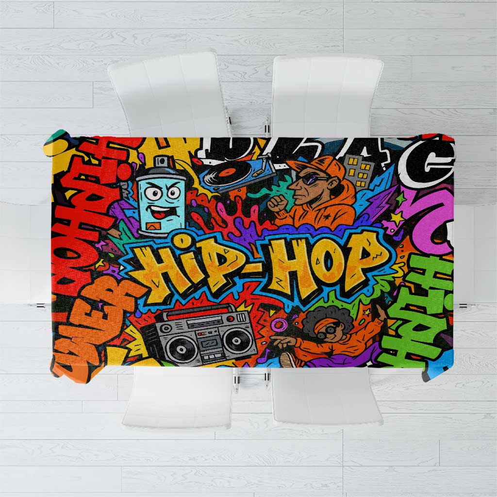 Hip Hop Graffiti Style Tablecloth Black Melanin Text and Urban Street Art Design - Wonder Print Shop