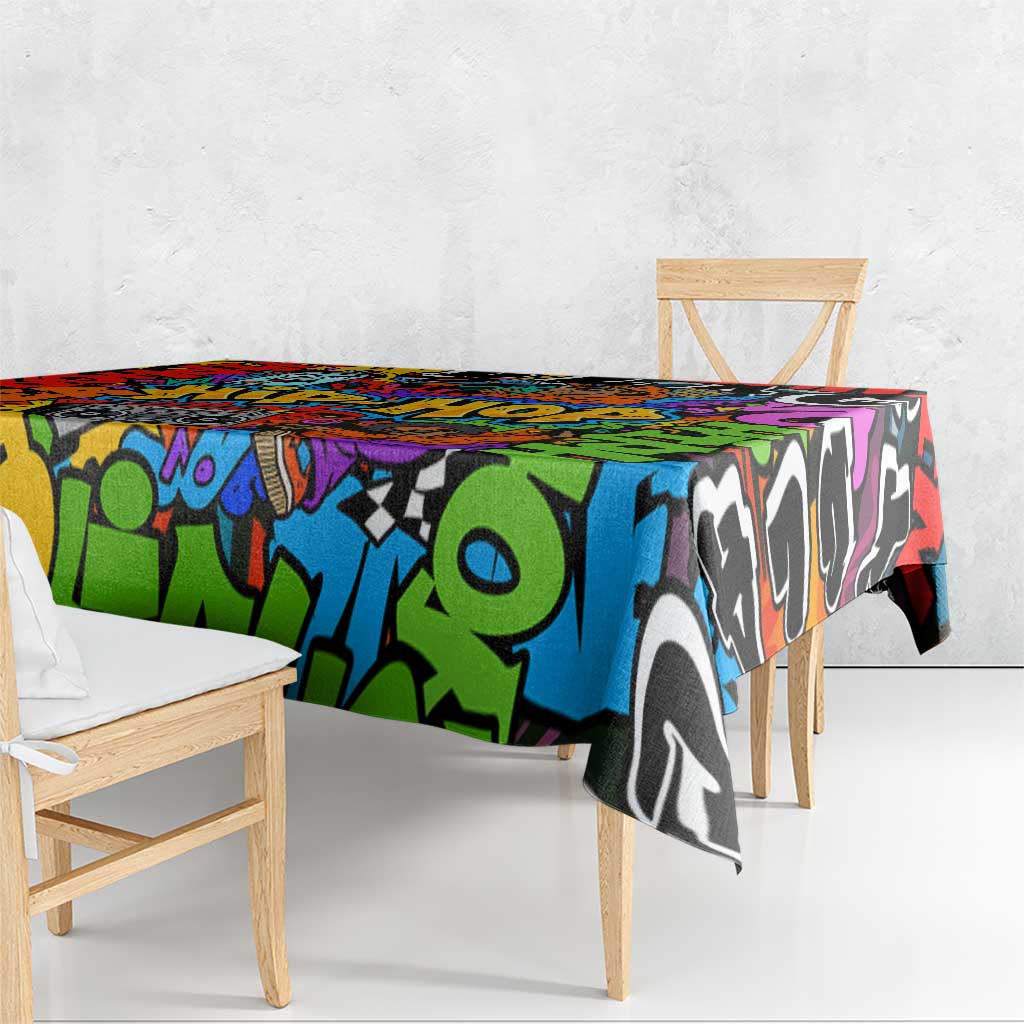Hip Hop Graffiti Style Tablecloth Black Melanin Text and Urban Street Art Design - Wonder Print Shop