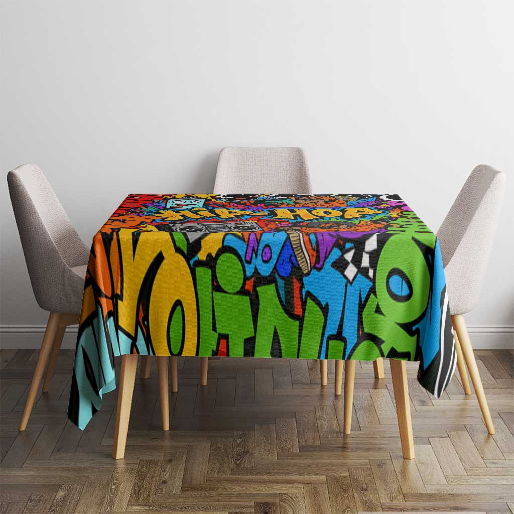 Hip Hop Graffiti Style Tablecloth Black Melanin Text and Urban Street Art Design - Wonder Print Shop