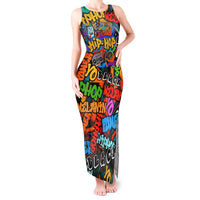 Hip Hop Graffiti Style Tank Maxi Dress Black Melanin Text and Urban Street Art Design - Wonder Print Shop
