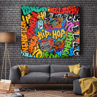 Hip Hop Graffiti Style Tapestry Black Melanin Text and Urban Street Art Design - Wonder Print Shop
