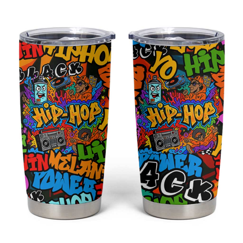 Hip Hop Graffiti Style Tumbler Cup Black Melanin Text and Urban Street Art Design - Wonder Print Shop