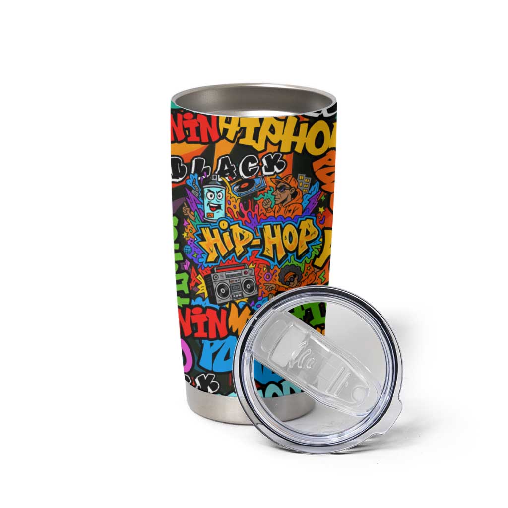 Hip Hop Graffiti Style Tumbler Cup Black Melanin Text and Urban Street Art Design - Wonder Print Shop