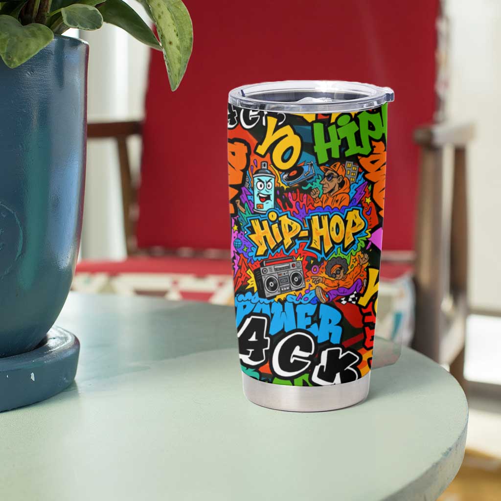 Hip Hop Graffiti Style Tumbler Cup Black Melanin Text and Urban Street Art Design - Wonder Print Shop