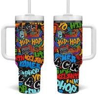Hip Hop Graffiti Style Tumbler With Handle Black Melanin Text and Urban Street Art Design - Wonder Print Shop