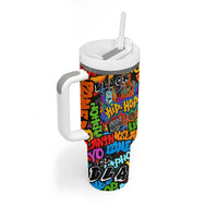 Hip Hop Graffiti Style Tumbler With Handle Black Melanin Text and Urban Street Art Design - Wonder Print Shop