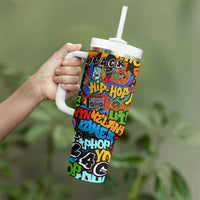 Hip Hop Graffiti Style Tumbler With Handle Black Melanin Text and Urban Street Art Design - Wonder Print Shop