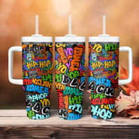 Hip Hop Graffiti Style Tumbler With Handle Black Melanin Text and Urban Street Art Design - Wonder Print Shop
