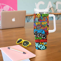 Hip Hop Graffiti Style Tumbler With Handle Black Melanin Text and Urban Street Art Design - Wonder Print Shop