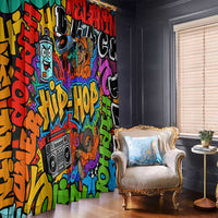 Hip Hop Graffiti Style Window Curtain Black Melanin Text and Urban Street Art Design - Wonder Print Shop
