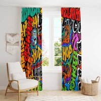 Hip Hop Graffiti Style Window Curtain Black Melanin Text and Urban Street Art Design - Wonder Print Shop