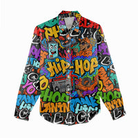 Hip Hop Graffiti Style Women Casual Shirt Black Melanin Text and Urban Street Art Design - Wonder Print Shop