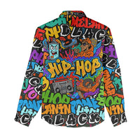 Hip Hop Graffiti Style Women Casual Shirt Black Melanin Text and Urban Street Art Design - Wonder Print Shop