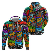Hip Hop Graffiti Style Zip Hoodie Black Melanin Text and Urban Street Art Design - Wonder Print Shop