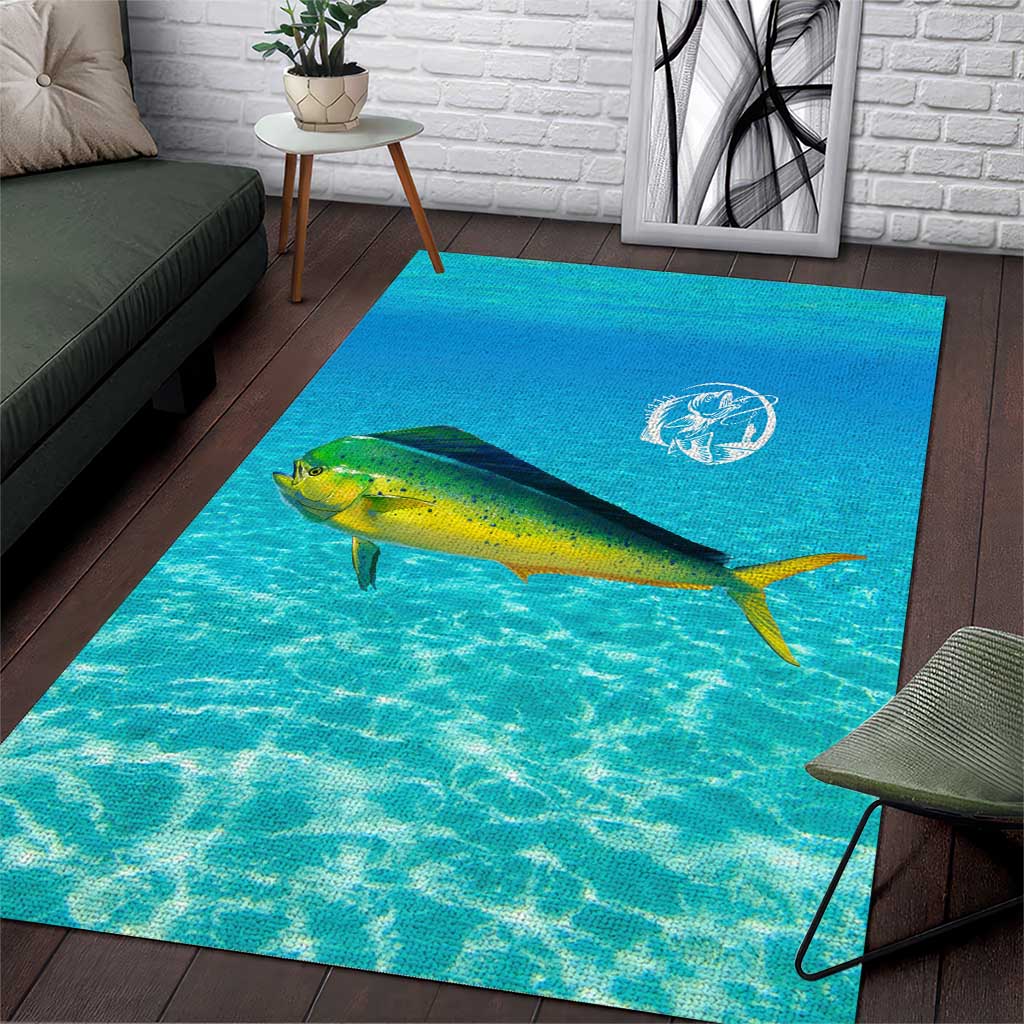 Mahi Mahi  Fishing Customize Name Area Rug Underwater Blue Background in Tropical Ocean Scene - Wonder Print Shop