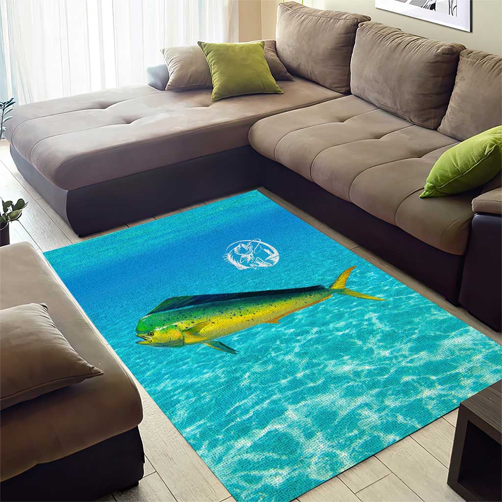Mahi Mahi  Fishing Customize Name Area Rug Underwater Blue Background in Tropical Ocean Scene - Wonder Print Shop