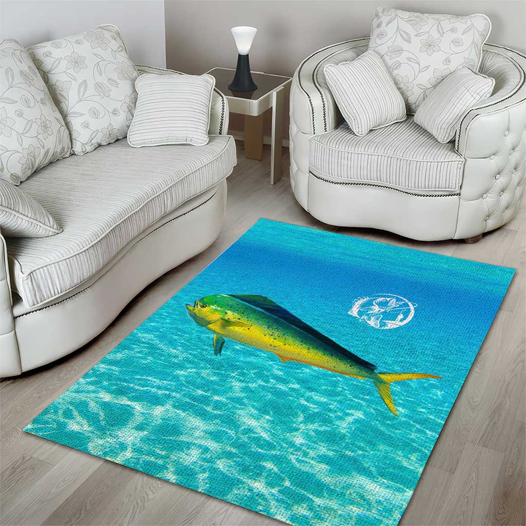 Mahi Mahi  Fishing Customize Name Area Rug Underwater Blue Background in Tropical Ocean Scene - Wonder Print Shop