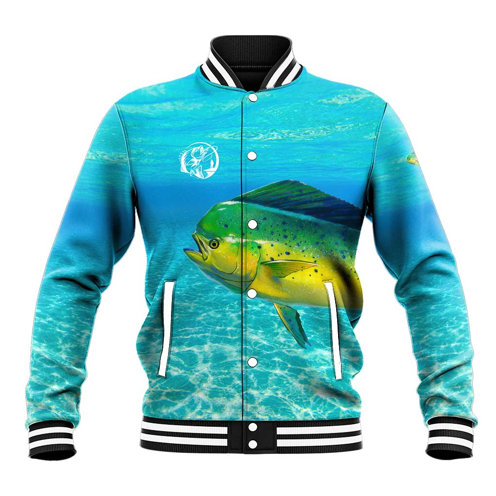 Mahi Mahi  Fishing Customize Name Baseball Jacket Underwater Blue Background in Tropical Ocean Scene - Wonder Print Shop