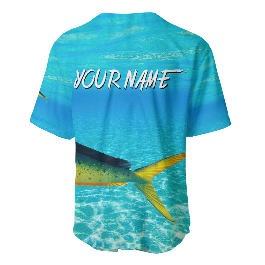 Mahi Mahi  Fishing Customize Name Baseball Jersey Underwater Blue Background in Tropical Ocean Scene - Wonder Print Shop