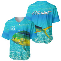 Mahi Mahi  Fishing Customize Name Baseball Jersey Underwater Blue Background in Tropical Ocean Scene - Wonder Print Shop
