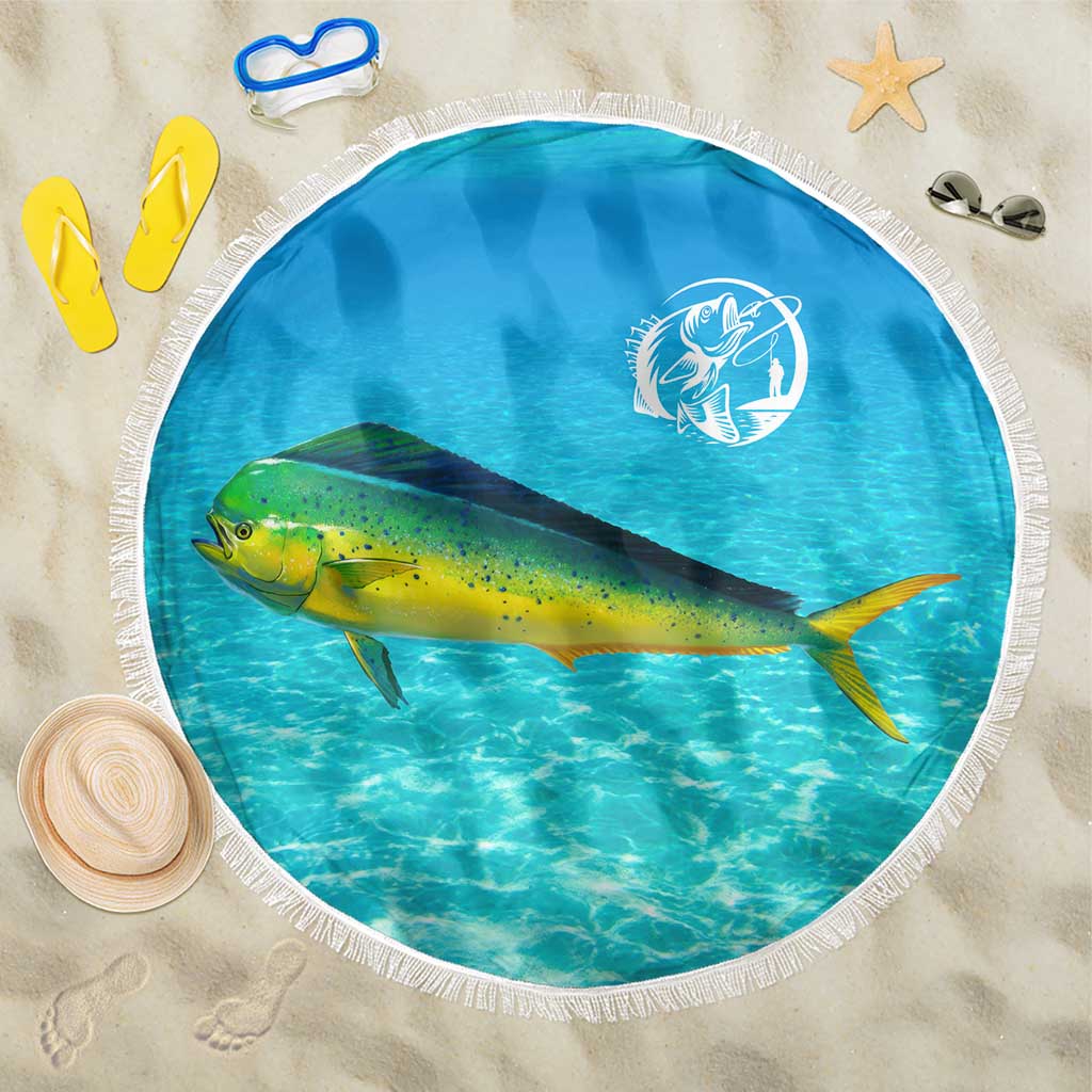 Mahi Mahi  Fishing Customize Name Beach Blanket Underwater Blue Background in Tropical Ocean Scene - Wonder Print Shop