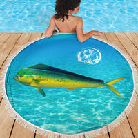Mahi Mahi  Fishing Customize Name Beach Blanket Underwater Blue Background in Tropical Ocean Scene - Wonder Print Shop