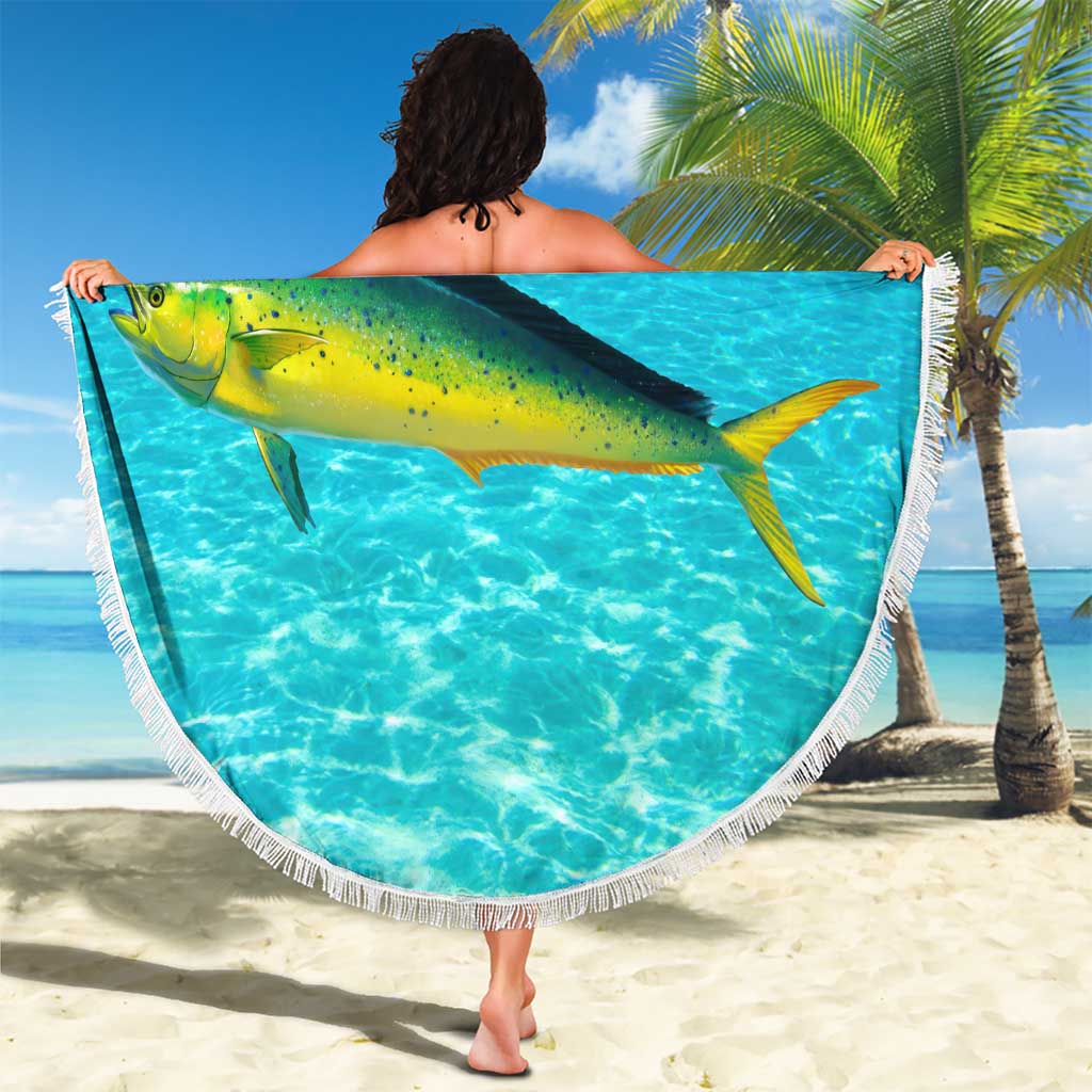 Mahi Mahi  Fishing Customize Name Beach Blanket Underwater Blue Background in Tropical Ocean Scene - Wonder Print Shop