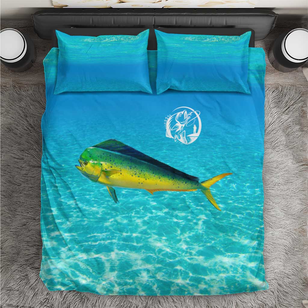 Mahi Mahi  Fishing Customize Name Bedding Set Underwater Blue Background in Tropical Ocean Scene - Wonder Print Shop